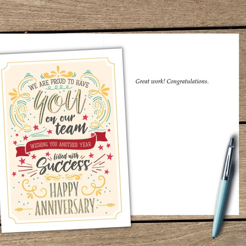 Posty Cards 25 Employee Anniversary Cards - Modern Typographic Design - 26 White Envelopes - FSC Mix - Image 2